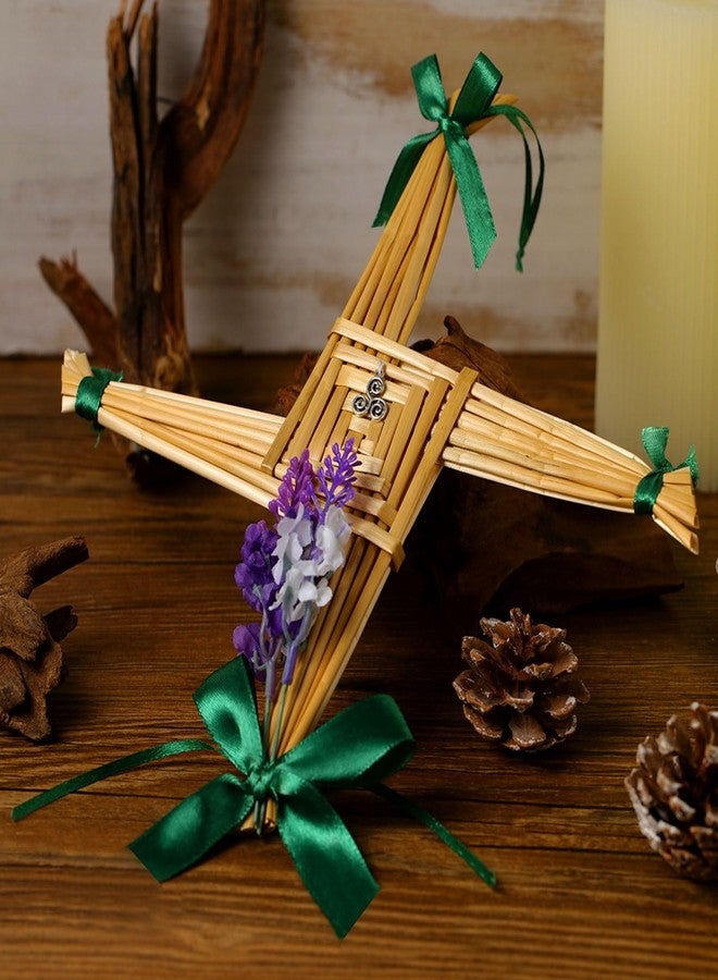 Knitgrip St. Brigid's Wall Cross Ornament Imbolc Decor Saint Brigid's Hanging Cross with Ribbon Celtic Knot Pendant and Flower Traditional Irish Blessing Decor for Imbolc 10 x 10 in(Yellow) - Image 3